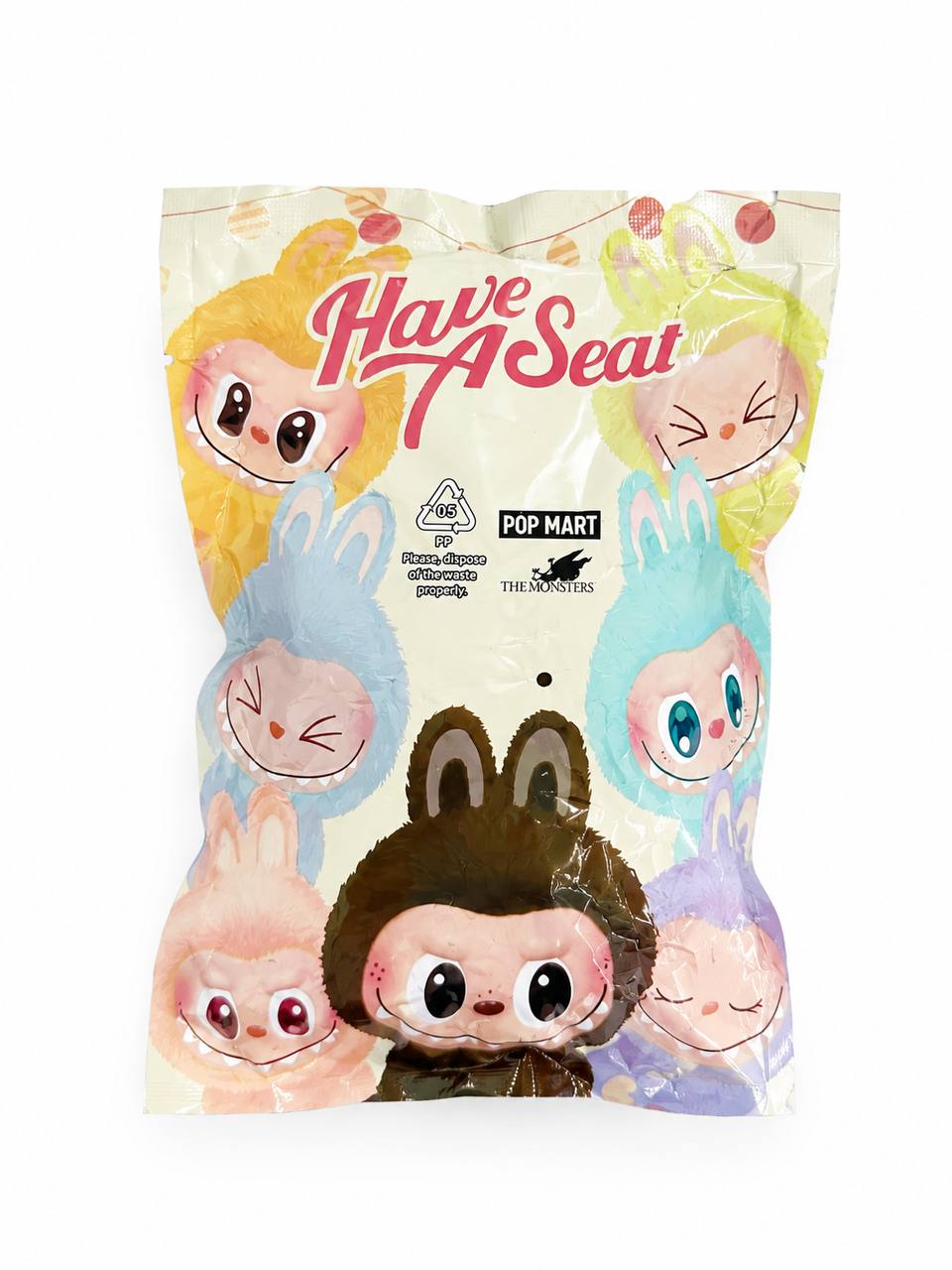 Оптом игрушка-сюрприз labubu "pop mart" (брелок) м.1 коричневый в ассортименте - фото 2