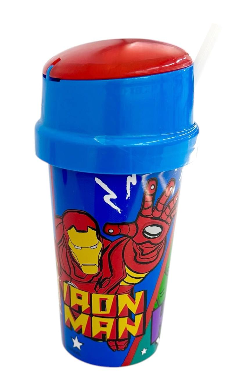 Оптом стакан з трубочкою та відділом для закусок"hulk" (пластик) - фото 2