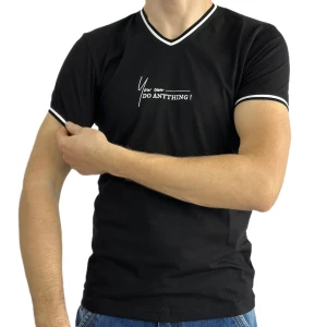 Оптом чоловіча футболка v-подібна p 24127 (m l xl xxl) чорний в асортименті - фото 1