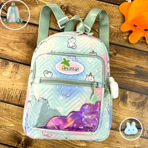 Оптом дитячий рюкзак (плащівка) м.yd212 р.в-30 д-23 ш-10 салатовий в асортименті - фото 1