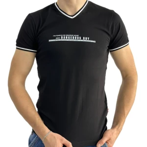 Оптом чоловіча футболка v-подібна p 24141 (m l xl xxl) чорний в асортименті - фото 1