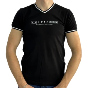 Оптом чоловіча футболка v-подібна p 24159 (m l xl xxl) чорний в асортименті - фото 1