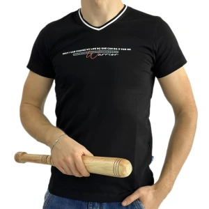 Оптом чоловіча футболка v-подібна 2 p 24128 (m l xl xxl) чорний в асортименті - фото 1