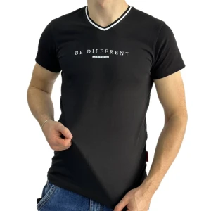 Оптом чоловіча футболка v-подібна 2 p 24138 (m l xl xxl) чорний в асортименті - фото 1