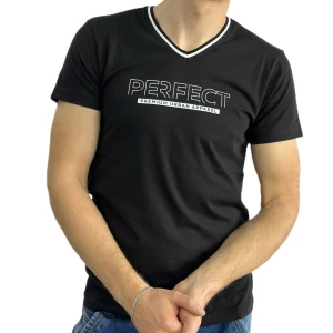 Оптом чоловіча футболка v-подібна 2 p 24139 (m l xl xxl) чорний в асортименті - фото 1