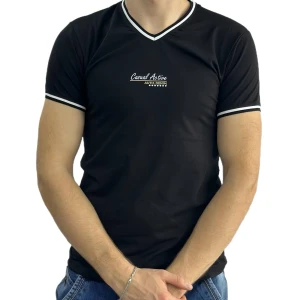Оптом чоловіча футболка v-подібна p 24206 (m l xl xxl) чорний в асортименті - фото 1