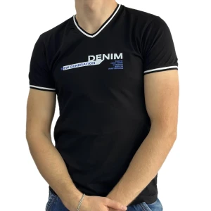 Оптом чоловіча футболка v-подібна p 24193 (m l xl xxl) чорний в асортименті - фото 1