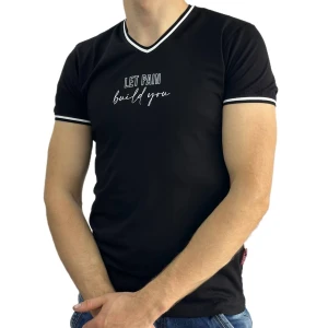 Оптом чоловіча футболка v-подібна p 24142 (m l xl xxl) чорний в асортименті - фото 1