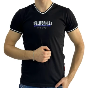 Оптом мужская футболка v-образная p 24077 (m l xl xl xxl) черный в ассортименте - фото 1