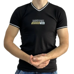 Оптом мужская футболка v-образная p 24216 (s m l xl) черный в ассортименте - фото 1