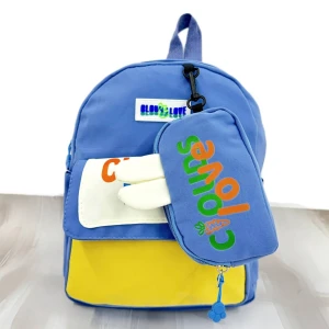 Оптом дитячий рюкзак+монетниця (плащівка) м.yc240 р.в-30 д-23 ш-10 синiй в асортименті - фото 1