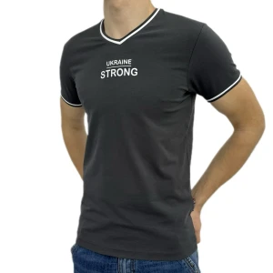 Оптом чоловіча футболка v-подібна p 24309 (s m l xl) фума в асортименті - фото 1