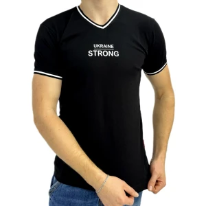 Оптом чоловіча футболка v-подібна p 24309 (m l xl xxl) чорний в асортименті - фото 1