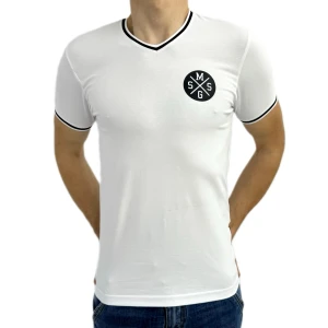 Оптом чоловіча футболка v-подібна p 24312 (s m l xl) білий в асортименті - фото 1