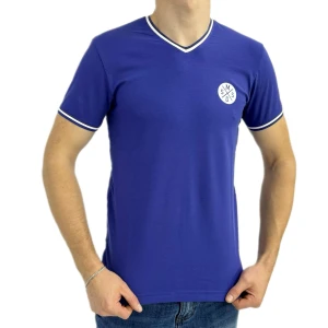 Оптом чоловіча футболка v-подібна p 24312 (m l xl xxl) електрик в асортименті - фото 1