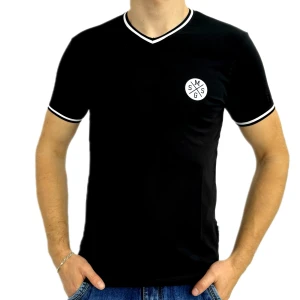 Оптом чоловіча футболка v-подібна p 24312 (m l xl xxl) чорний в асортименті - фото 1