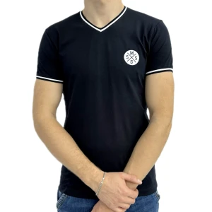 Оптом чоловіча футболка v-подібна p 24312 (m l xl xxl) темно-синiй в асортименті - фото 1