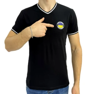 Оптом чоловіча футболка v-подібна p 24310 (m l xl xxl) чорний в асортименті - фото 1