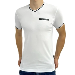 Оптом чоловіча футболка v-подібна p 24326 (s m l xl) білий в асортименті - фото 1