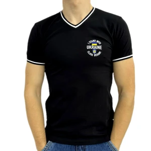 Оптом чоловіча футболка v-подібна p 24324 (s m l xl) чорний в асортименті - фото 1