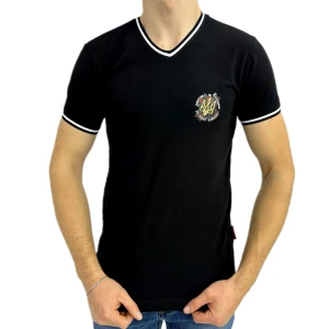 Оптом чоловіча футболка v-подібна p 24304 (m l xl xxl) чорний в асортименті - фото 1