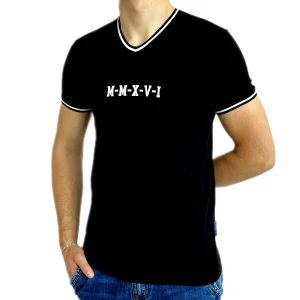 Оптом чоловіча футболка v-подібна p 24340 (m l xl xxl) чорний в асортименті - фото 1