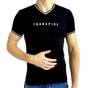 Оптом чоловіча футболка v-подібна p 24355 (s m l xl) чорний в асортименті - фото 1