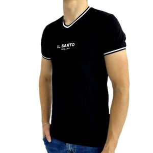 Оптом чоловіча футболка v-подібна p 24371 (m l xl xxl) чорний в асортименті - фото 1