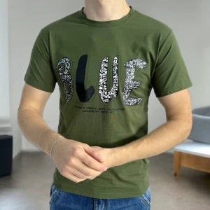 Оптом чоловіча футболка м.l809 1уп. 6шт р.m-l-xl-2xl-3xl-4xl хакi в асортименті - фото 1