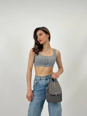 Оптом жіноча майка-топ (рубчик) м.r326 1уп.6шт. р.s-m-m-l-l-xl сірий в асортименті - фото 1