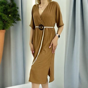 Оптом жіноча сукня (короткий рукав) м.11 1уп.4шт р.s-m-l-xl коричневий в асортименті - фото 1