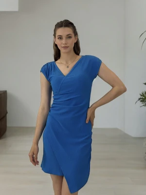 Оптом жіноча сукня (жатка) м.23 1уп.4шт р.s-m-l-xl синiй в асортименті - фото 1