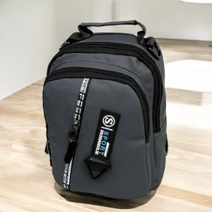 Оптом чоловіча сумка-слінг (плащівка/usb) м.9-5 в-23 д-15,5 ш-9,5 сірий в асортименті - фото 1