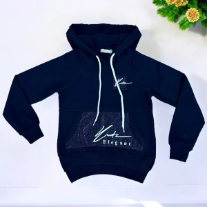 Оптом дитячий джемпер для дівчинки (капюшон\2-х нитка) м.1008 1уп.4шт р.116-122-128-134 темно-синiй в асортименті - фото 1
