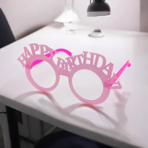 Оптом окуляри, що світяться у темряві happy birthday (пластик) рожевий в асортименті - фото 1