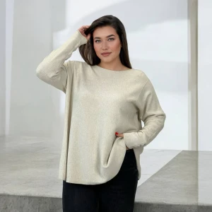 Оптом джемпер жіночий (батал) м.x3069 р.xl/xxl кремовий в асортименті - фото 1