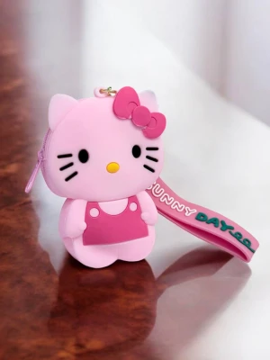 Оптом гаманець-брелок силіконовий Hello Kitty рожевий в асортименті | Гуртом дитячий гаманець для монет з силікону - фото 1
