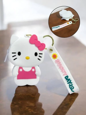 Оптом гаманець-брелок силіконовий Hello Kitty білий в асортименті | Гуртом дитячий гаманець для монет з силікону - фото 1
