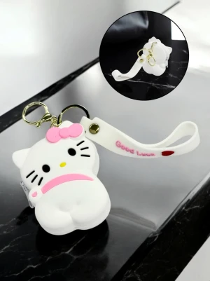 Оптом кошелек-брелок силиконовый Hello Kitty м.924-9 белый в ассортименте | Оптом силиконовый брелок монетница - фото 1