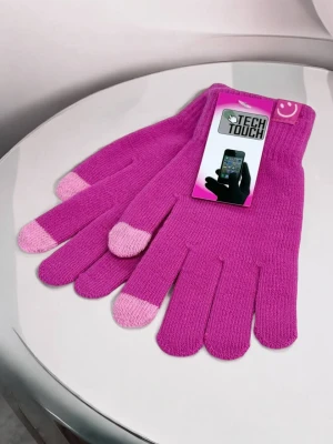 Оптом рукавиці-пальчата tech touch смайл (тонка в'язка) м.1 малиновий в асортименті - фото 1