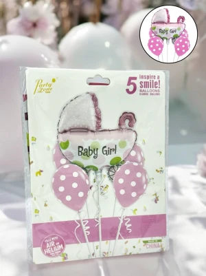 Оптом воздушные шарики baby smile набор 5шт. розовый в ассортименте - фото 1