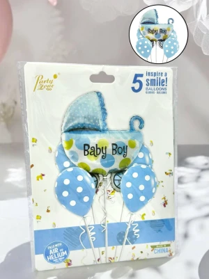 Оптом воздушные шарики baby smile набор 5шт. голубой в ассортименте - фото 1