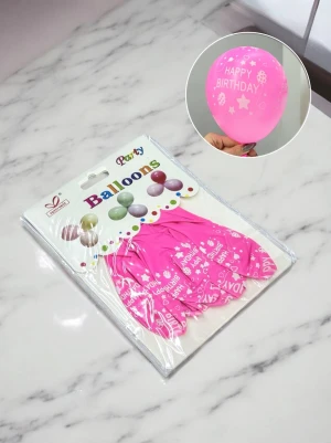 Оптом воздушные шарики birthday balloon набор 10шт. розовый в ассортименте - фото 1