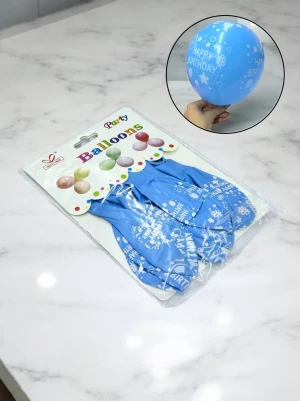Оптом воздушные шарики birthday balloon набор 10шт. голубой в ассортименте - фото 1