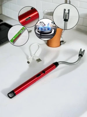 Оптом запальничка побутова usb (гнучка/металева) м.819-а червоний в асортименті - фото 1