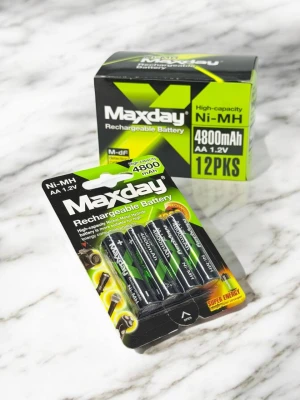 Оптом аккумуляторная батарея maxday ni-mh 4800mah м.aa (блист) 4шт - фото 1