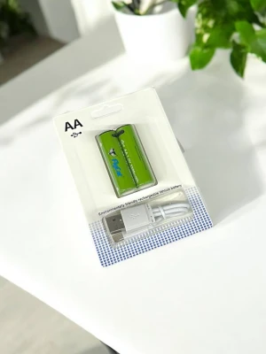 Оптом акумуляторна батарея з usb  aa 1.5v (бліст) 2шт - фото 1