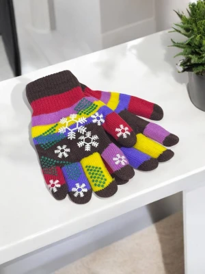 Оптом рукавиці-пальчата fashion gloves дитячі (тонка в'язка) м.517-1 коричневий в асортименті - фото 1