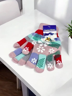 Оптом рукавиці-пальчата fashion gloves дитячі (тонка в'язка) м.517-1 пудра в асортименті - фото 1