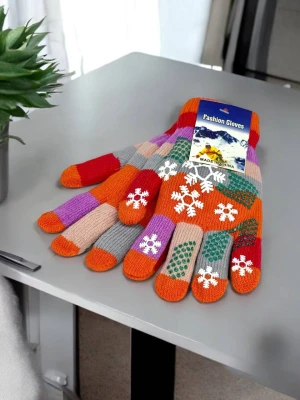 Оптом рукавиці-пальчата fashion gloves дитячі (тонка в'язка) м.517-1 помаранчевий в асортименті - фото 1